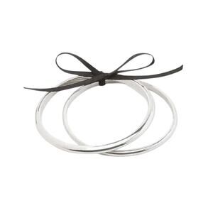 NWT LOFT Silvertone Finish 2 Bangle Bracelet Set